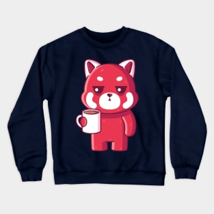 Cute red panda drinking coffee Crewneck Sweatshirt